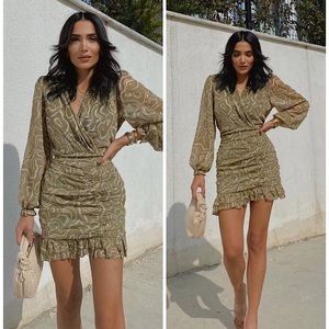 Ruched Balloon Sleeve Body-con dress